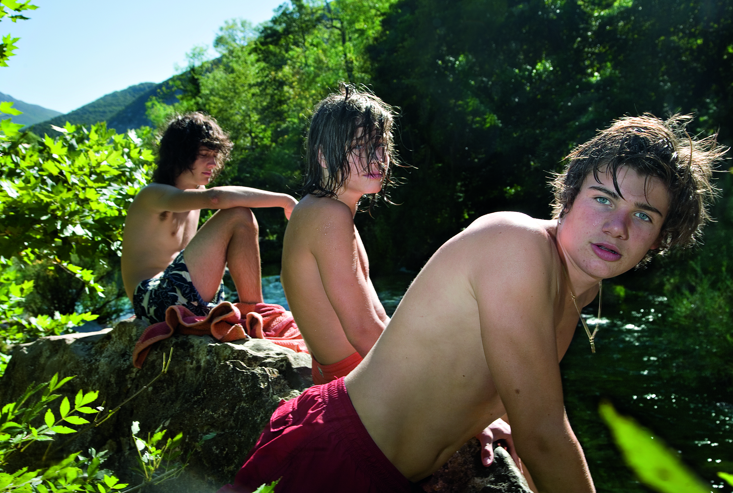 Adrien and Theo by the River, Les Cevennes, 2006. © Martine Fougeron