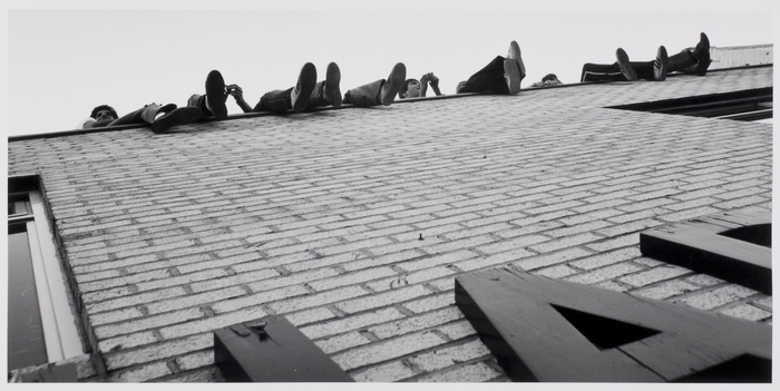 Rooftop viewers, Memorial Day Parade, Westport, Connecticut