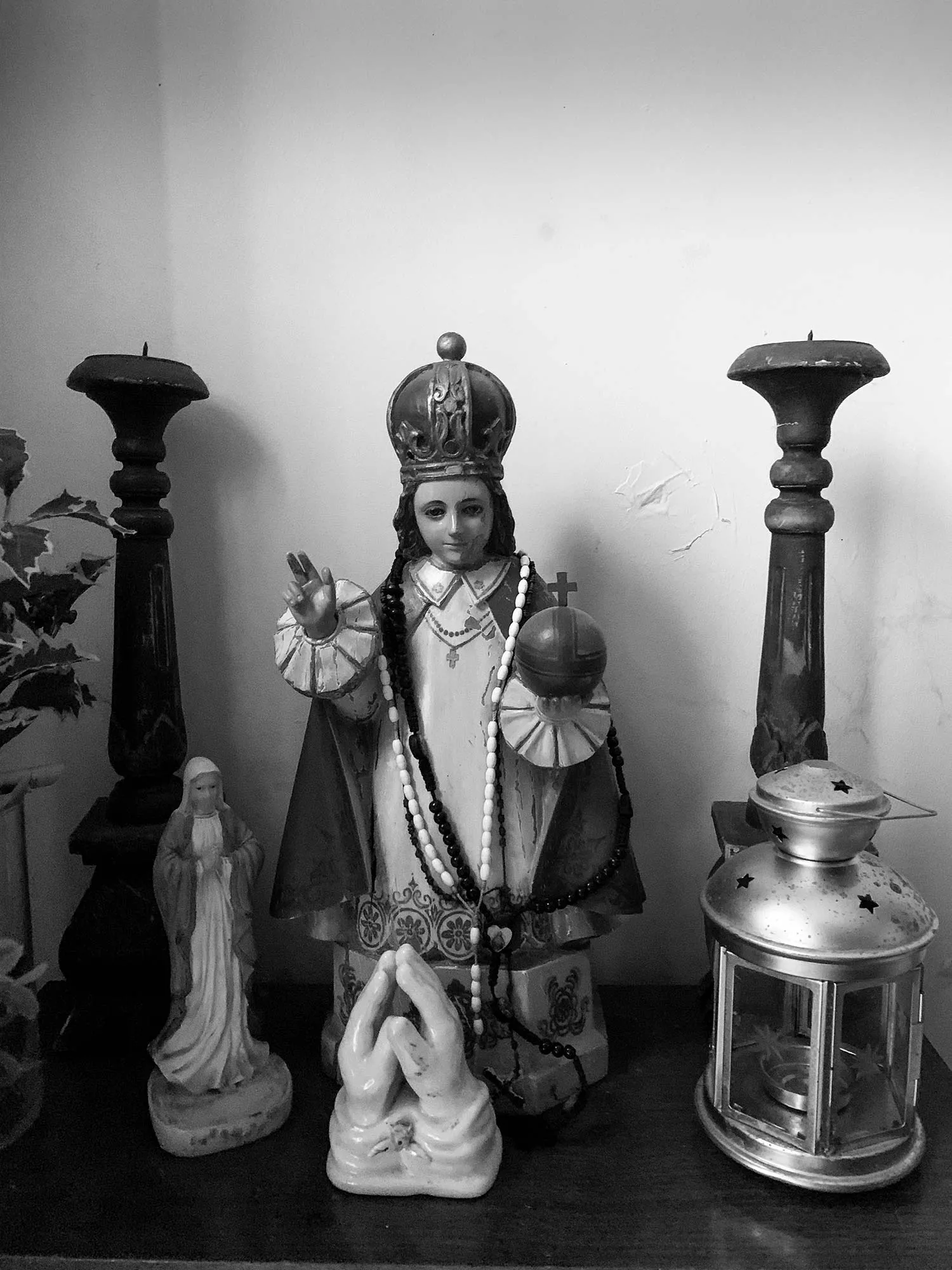 An altar to the Virgin Mary and the Baby Jesus.  