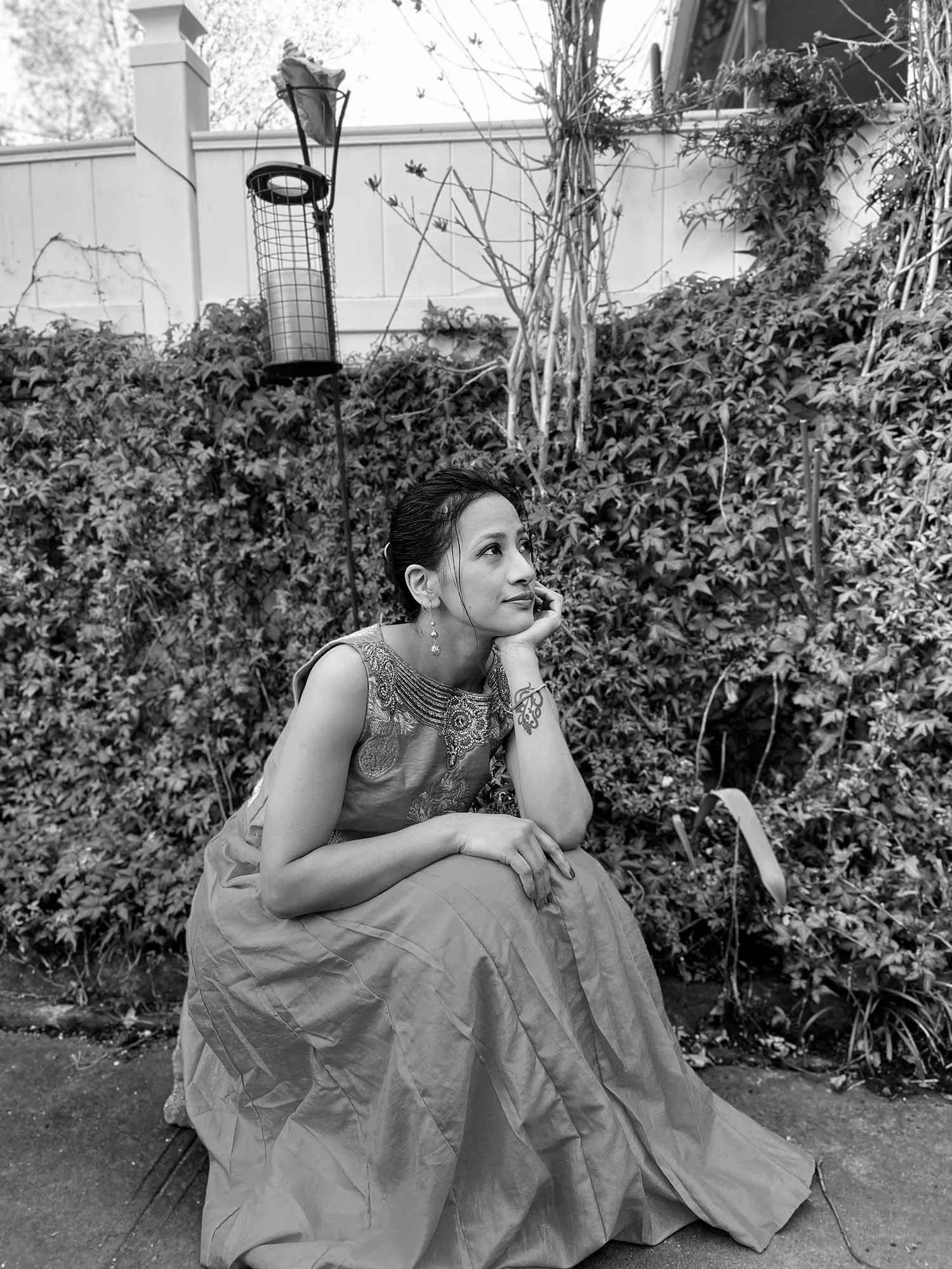 Black and white image of a lady posing