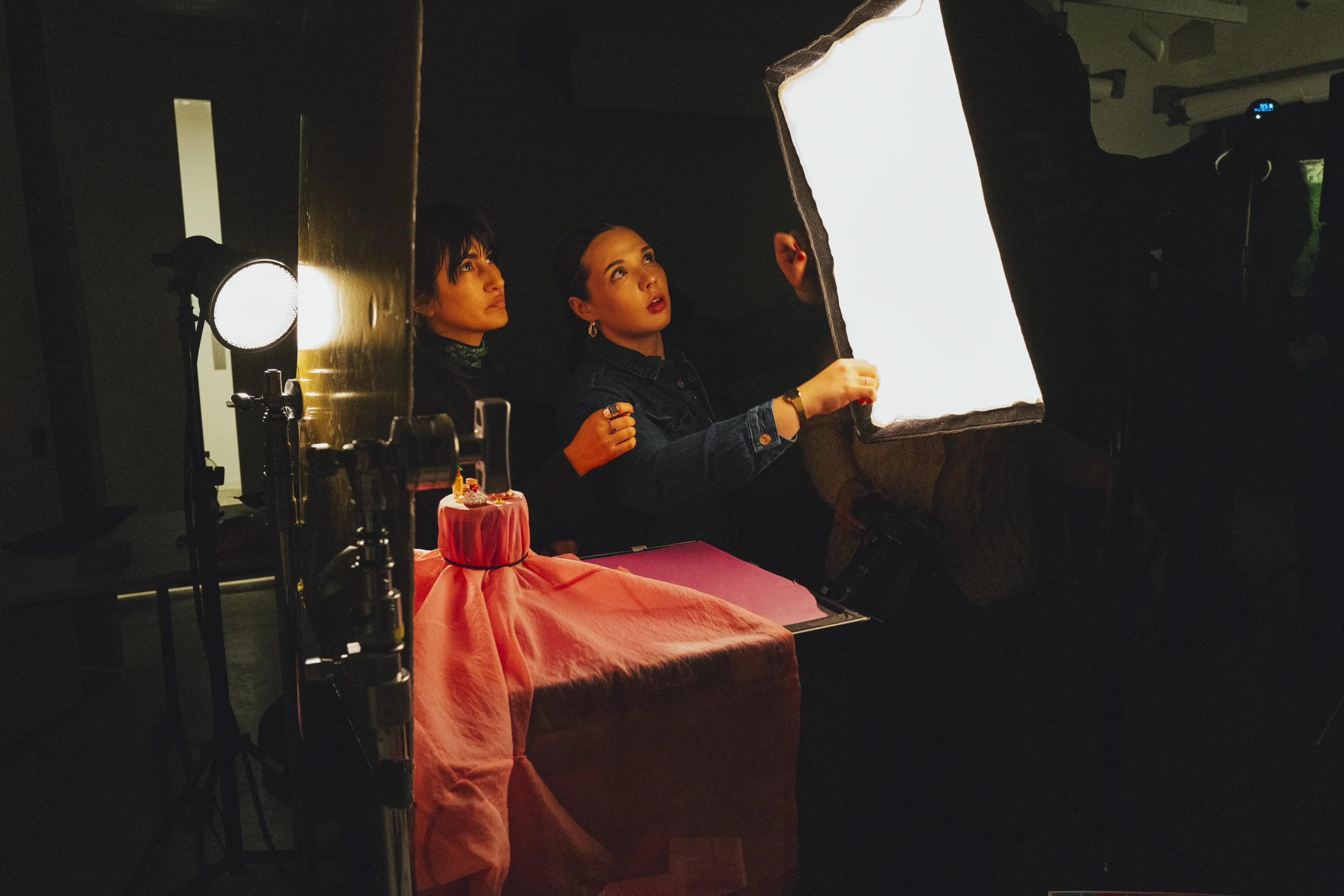 Students working in a photo studio
