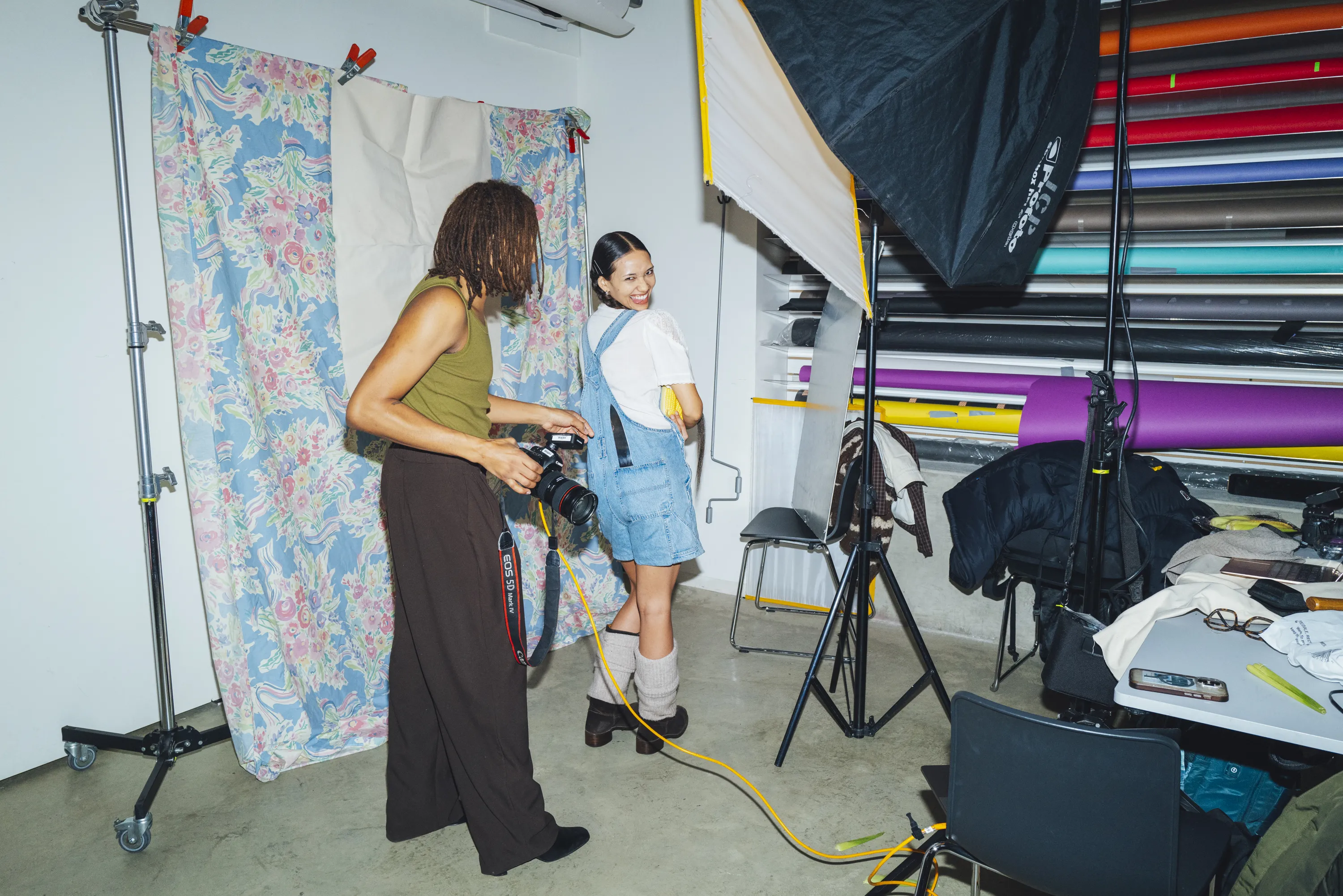 Students working in photograph studio