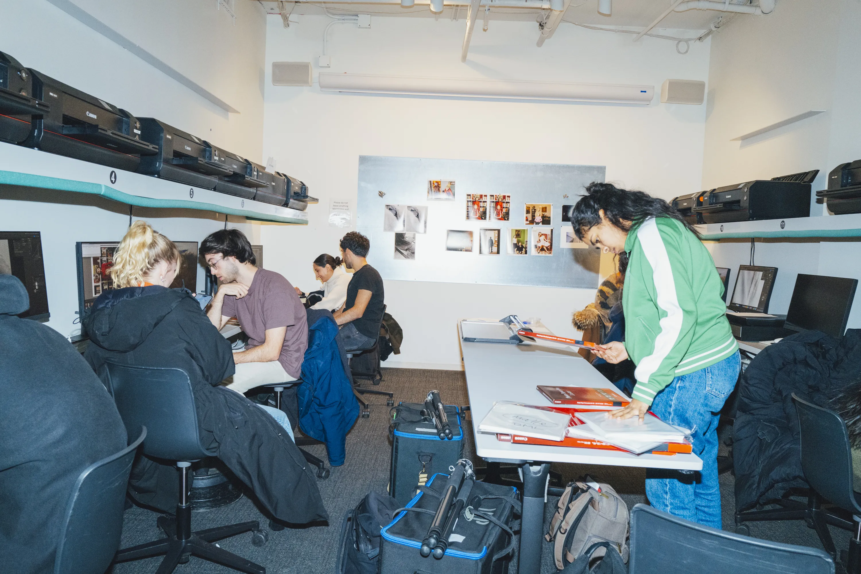 Students working in a media lab